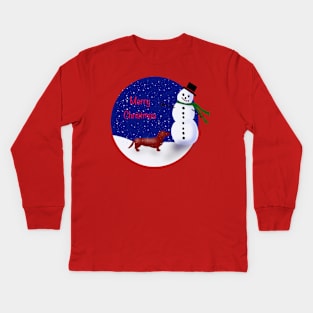 Merry Christmas Dachshund Kids Long Sleeve T-Shirt